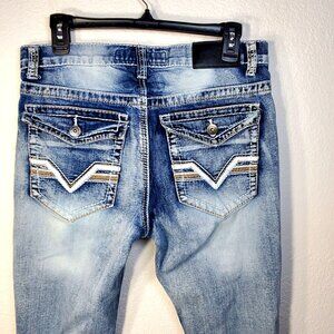 True Luck Distressed Denim Jeans Mens 32/30 Light Wash Straight Leg